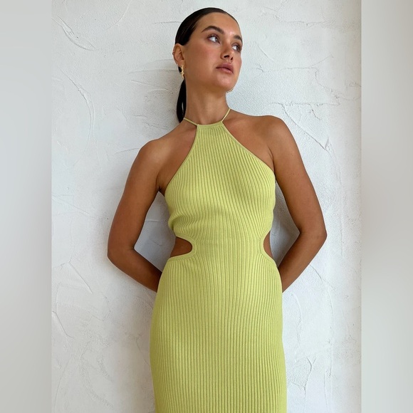Significant Other Skye Cutout Ribbed Backless Midi Dress In Avocado sz:AU10/US6 - Picture 3 of 16
